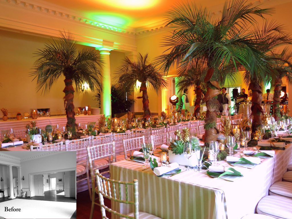 Tropical Transformation party tables bar and music