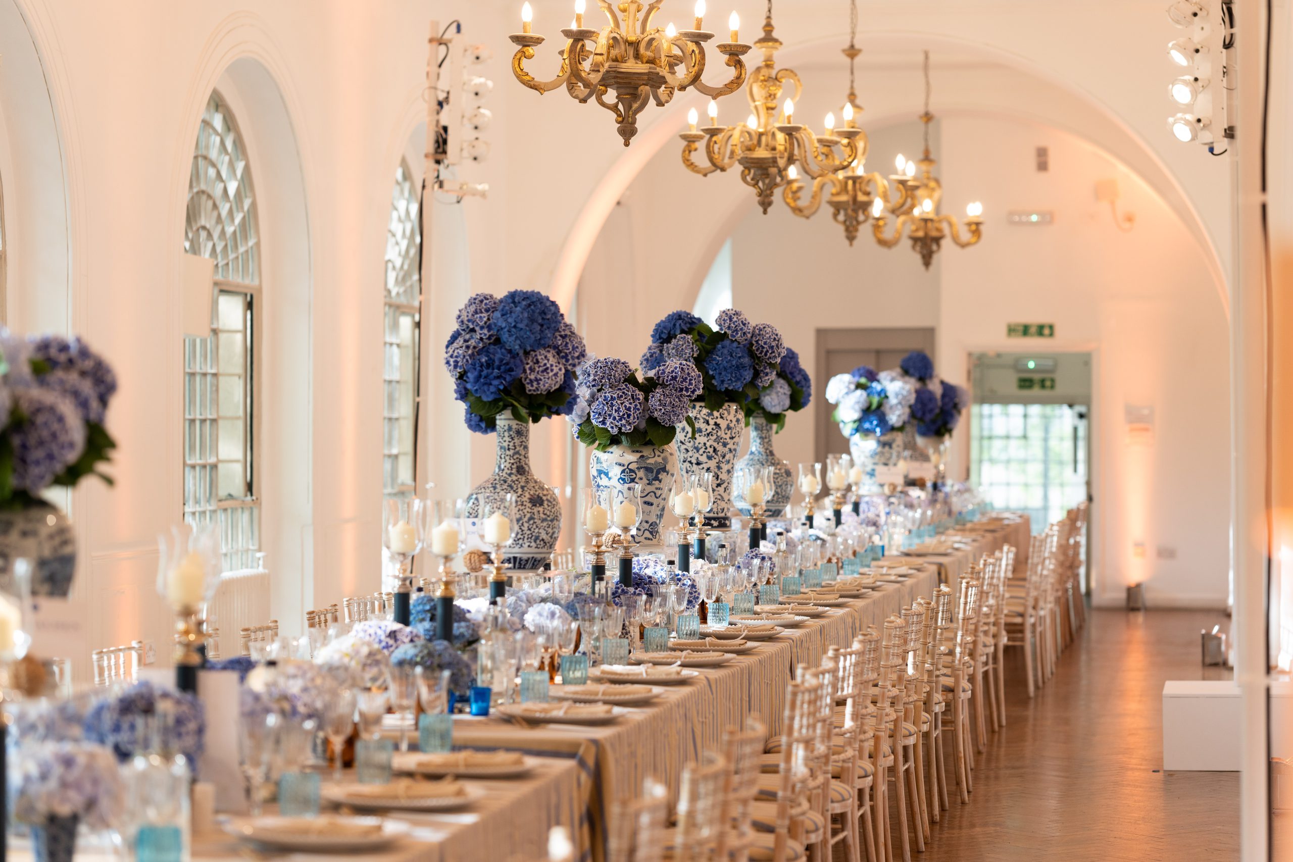 Orchid Events Bar Mitzvah tablescape at One Marylebone Place with florals by Rob Van Helden