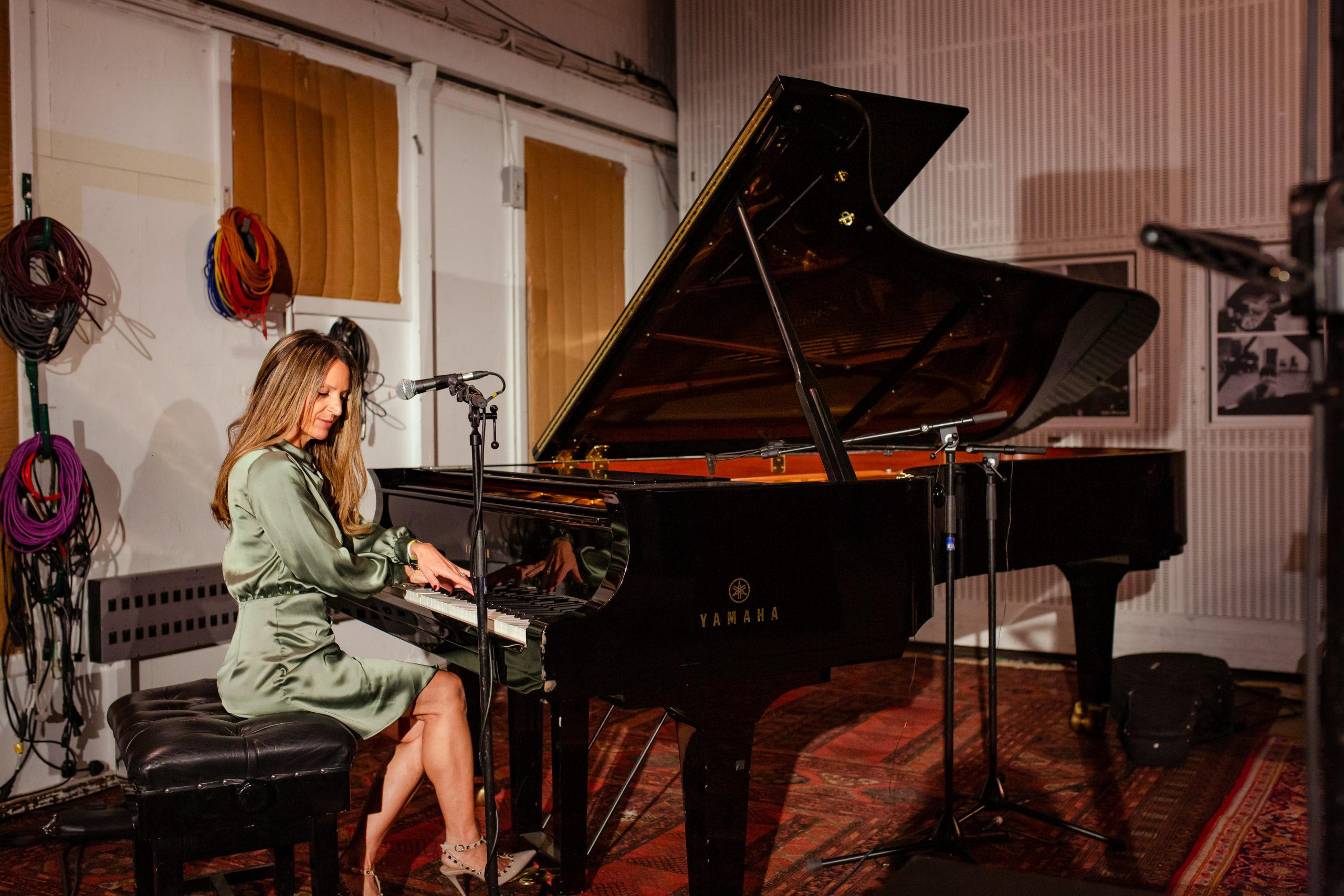 Sarah Balfour, Orchid Events playing the Steinway piano at Abbey Road Studios